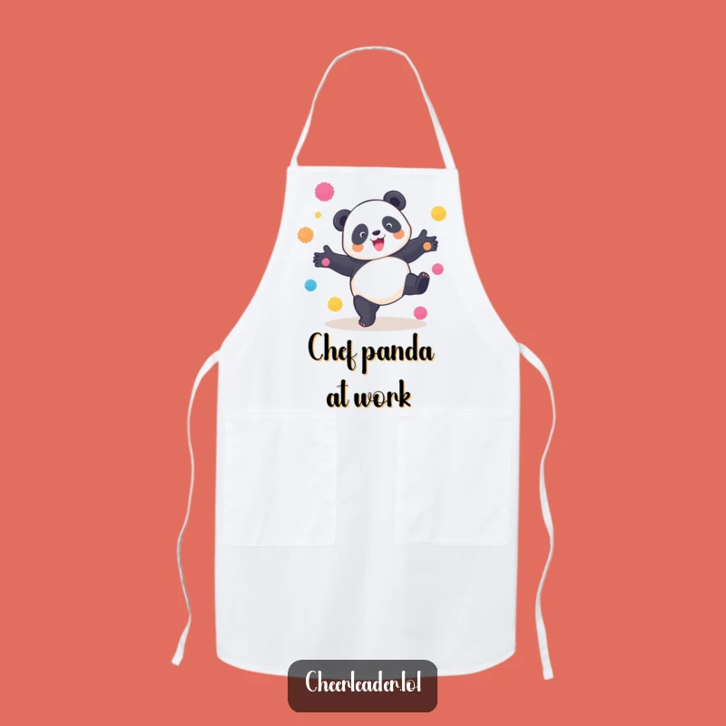 Funny Panda Cartwheel Apron: Playful Pom-Pom Chef's Apron, Gift