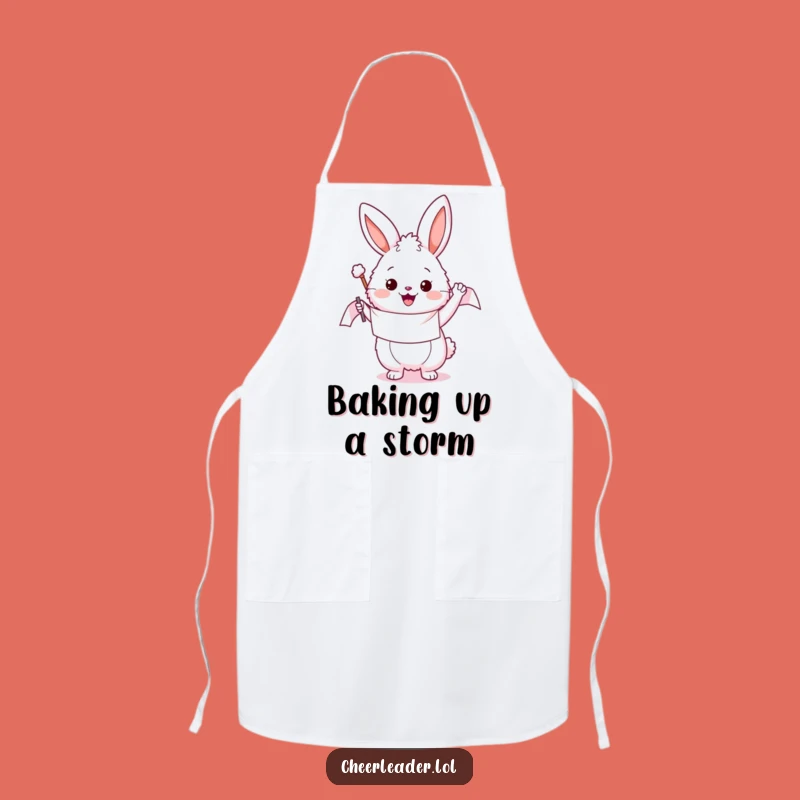 Funny Bunny Waving Banner Apron: Joyful Cooking and Hilarious Kitchen Gifts