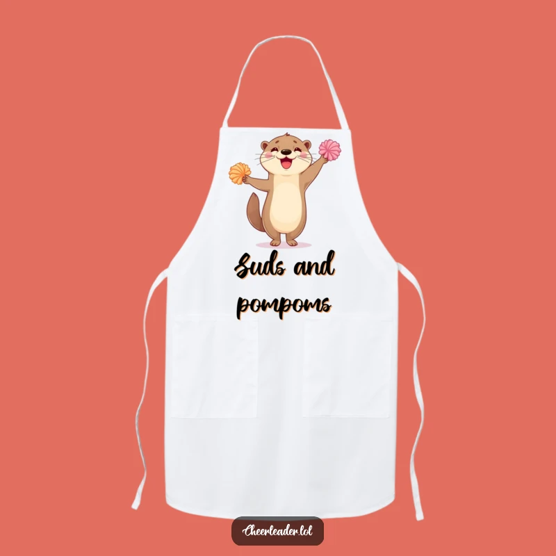Funny Delighted Otter Pom-Pom Kitchen Apron - Hilarious Chef Gift!
