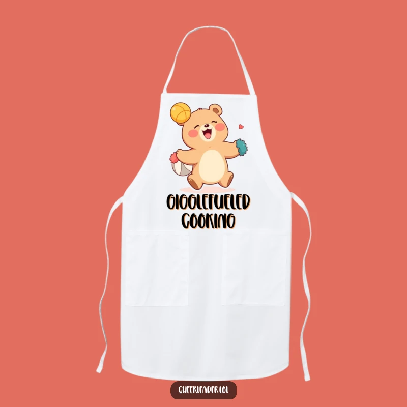 Funny Giggling Bear Pom-Pom Kitchen Apron - Hilarious Chef Gift for Cooking Fun!