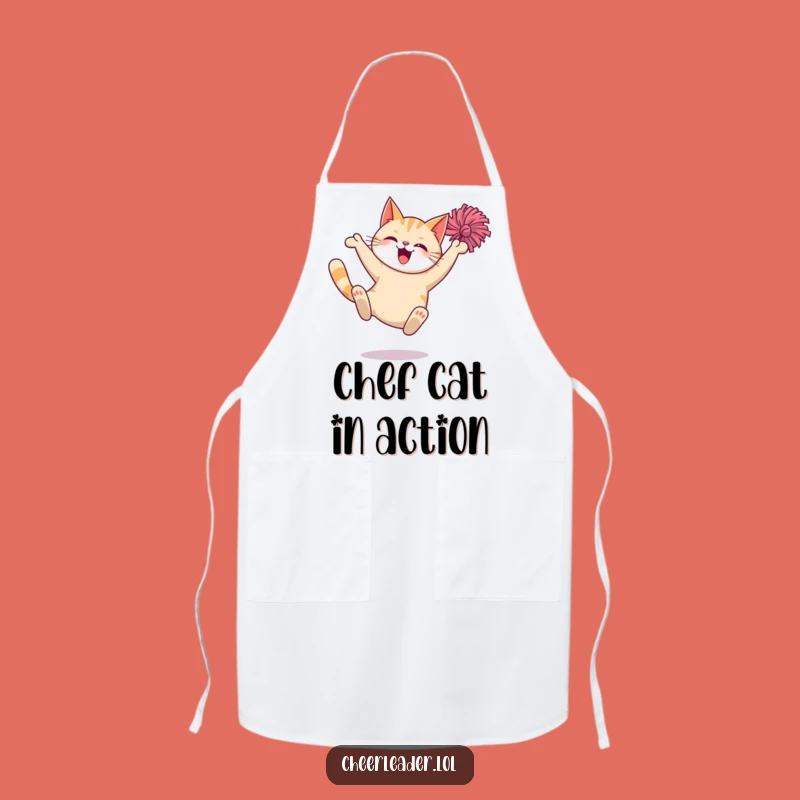 Funny Giggling Cat Pom-Pom Apron: Cook Up Laughs in the Kitchen!