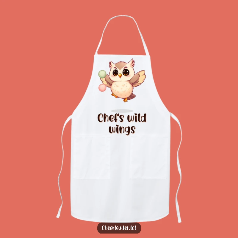 Funny Giggling Owl Pom-Pom Jump Apron - Kitchen Humor Gift for Chefs