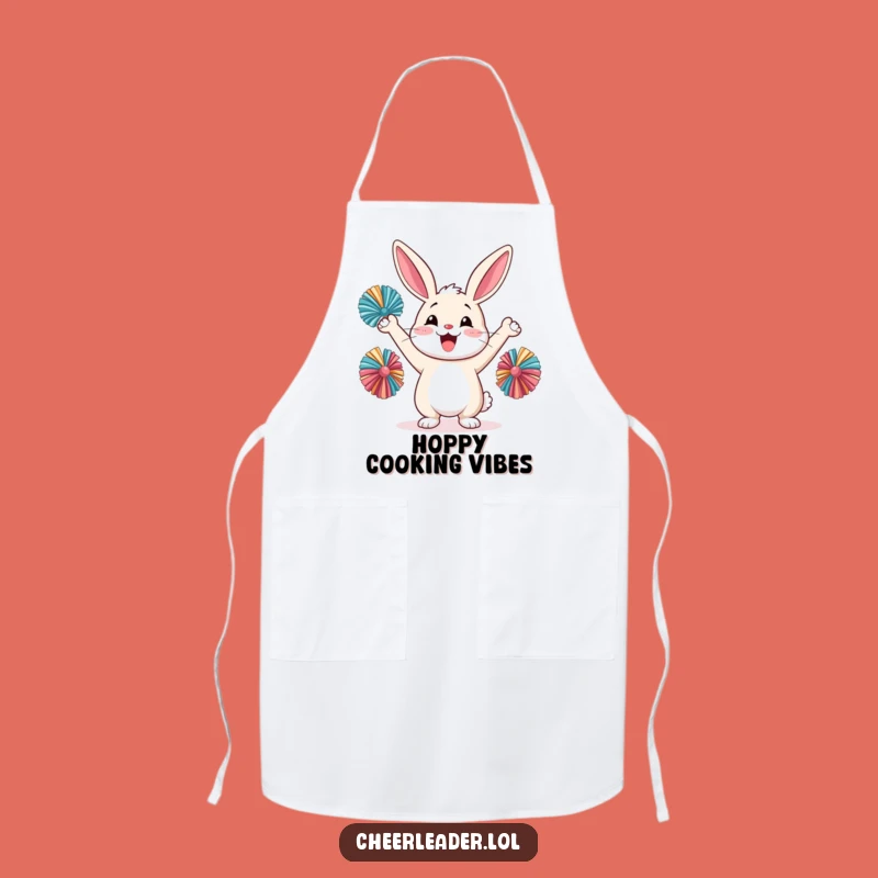 Funny Happy Rabbit Pom-Pom Cheer Apron - Kitchen Hilarious Gift for Bakers!
