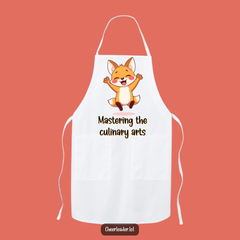 Funny Fox Cub Jump Apron: Cheerful Cooking and Hilarious Kitchen Gift