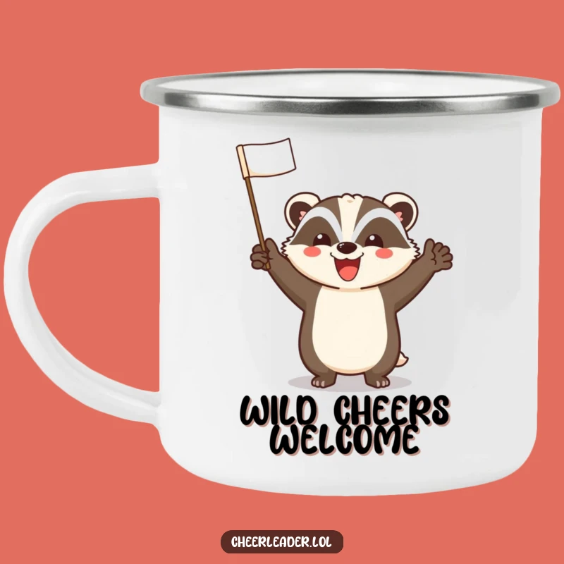 Funny Cheerful Badger Camping Mug: Adventure Fueled by Enthusiasm!