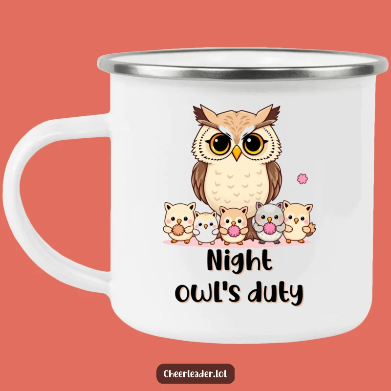 Funny Determined Owl Leader Pom-Pom Camping Mug - Outdoor Hilarious Gift for Guides!