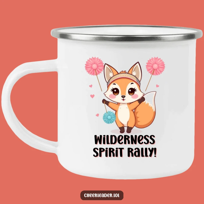 Funny Fox Cheerleader Camping Mug: Cute Enthusiastic Outdoor Gift