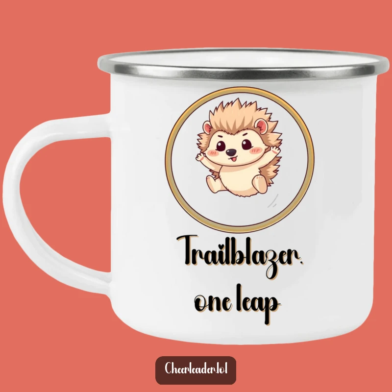 Funny Hedgehog Campfire Mug: Adventure with Hilarious Determination