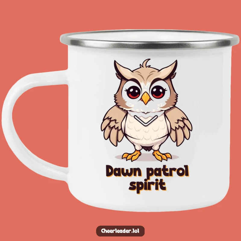 Funny Owl Cheerleader Camping Mug - Durable Spirit Cup, Outdoor Humor Gift