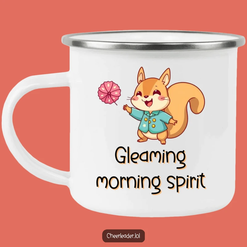 Funny Squirrel Cheerleader Camp Mug: Enjoy Drinks with Sparkly Spirit Outdoors