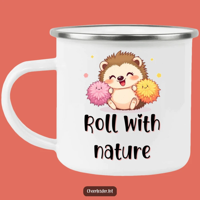 Funny Hedgehog Pom-Pom Tumble Camping Mug: Outdoor Cute Drinkware, Perfect Funny Gift
