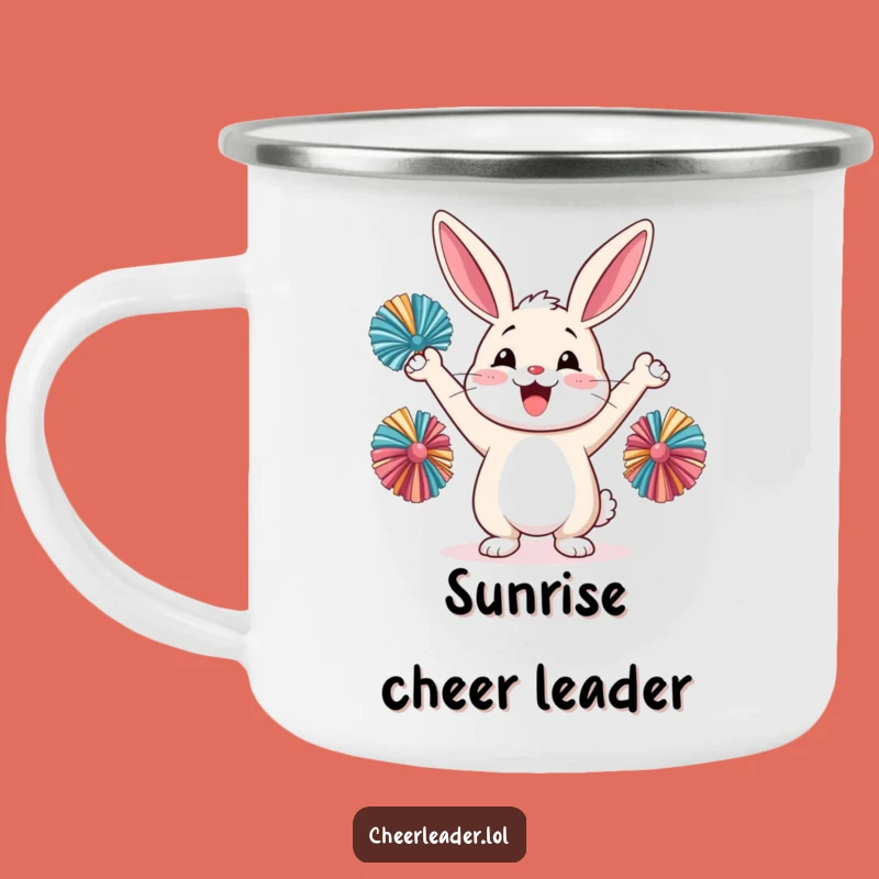 Funny Happy Rabbit Pom-Pom Cheer Camping Mug - Outdoor Hilarious Gift for Hikers!