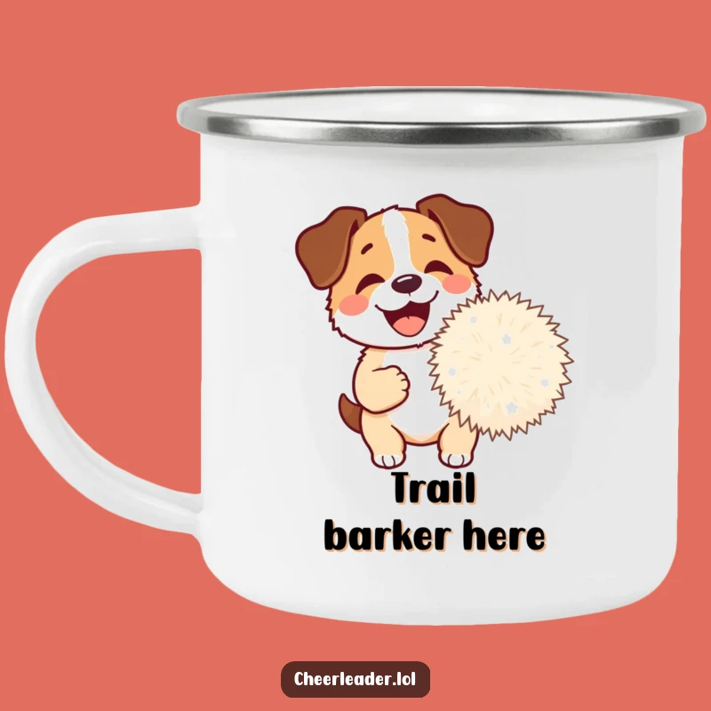 Funny Dog Pom-Pom Camping Mug: Happy Barking Pal for Trailside Fun