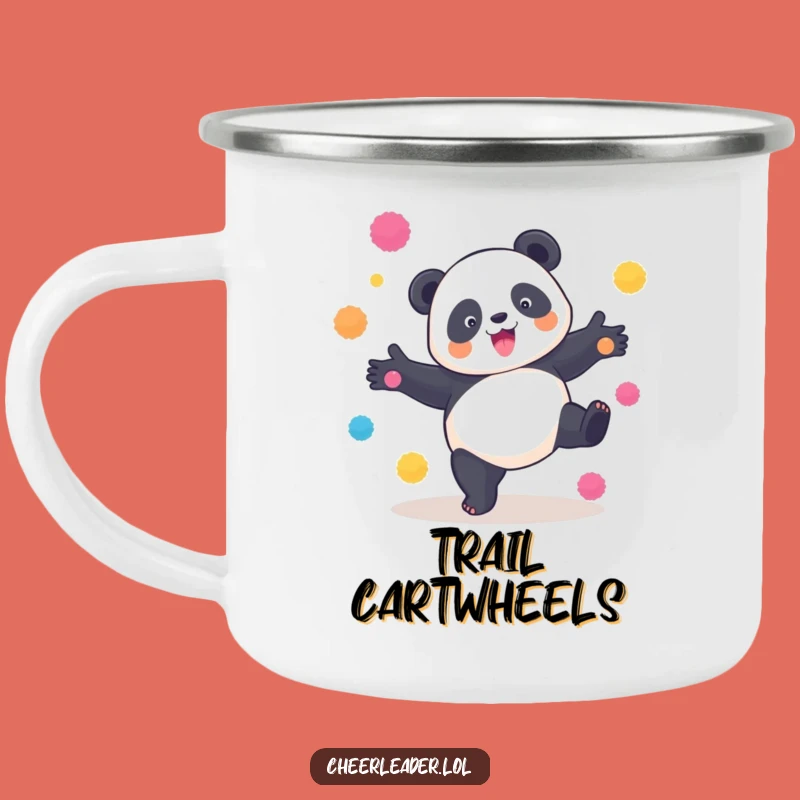 Funny Panda Cartwheel Camping Mug: Playful Pom-Pom Outdoor Fun, Gift