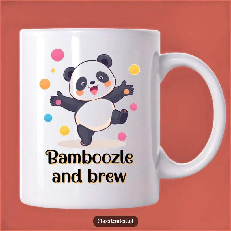 Funny Panda Cartwheel Mug: Playful Pom-Pom Acrobatics, Adorable Gift