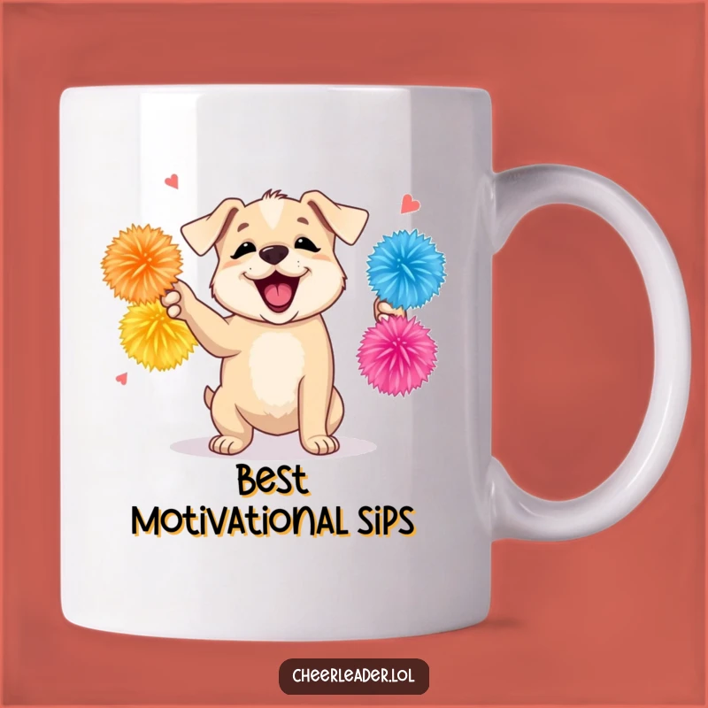 Funny Puppy Pom-Pom Encouragement Mug: Cheerful Dog Lover, Great Funny Gift