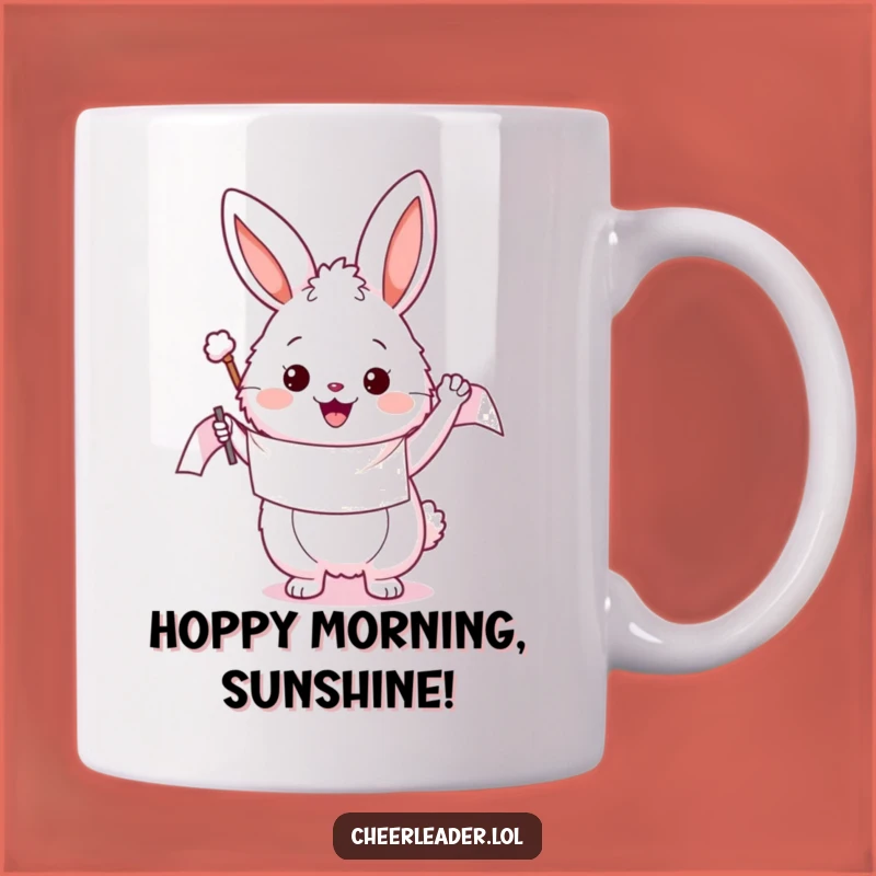 Funny Bunny Waving Banner Mug: The Perfect Cheerful Gift for Bunny Lovers