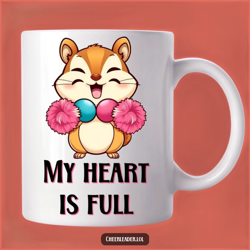 Funny Chipmunk Heart Pom-Pom Mug: Adorable Cute Animal Gift for Pom-Pom Lovers
