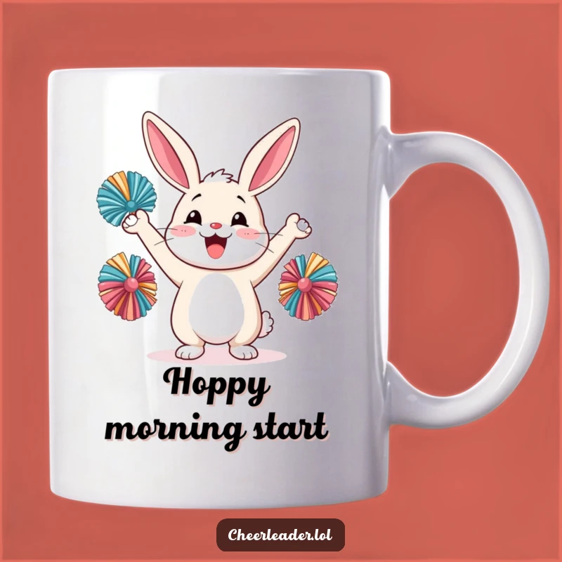 Funny Happy Rabbit Pom-Pom Cheer Mug - Perfect Hilarious Gift for Fans!