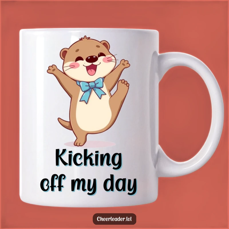 Funny Otter Dancer Mug: Joyful Otter with Ribbon High Kicking, Perfect Gift