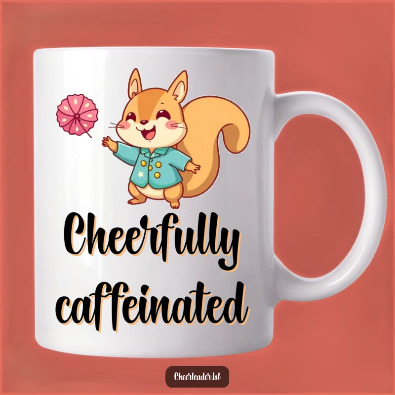 Funny Squirrel Cheerleader Mug: A Sparkly and Hilarious Gift for Enthusiasts!
