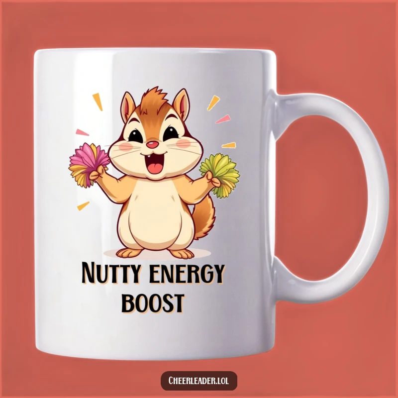 Funny Chipmunk Pom-Pom Mug: Energetic Cheerleader's Go-Getter Gift