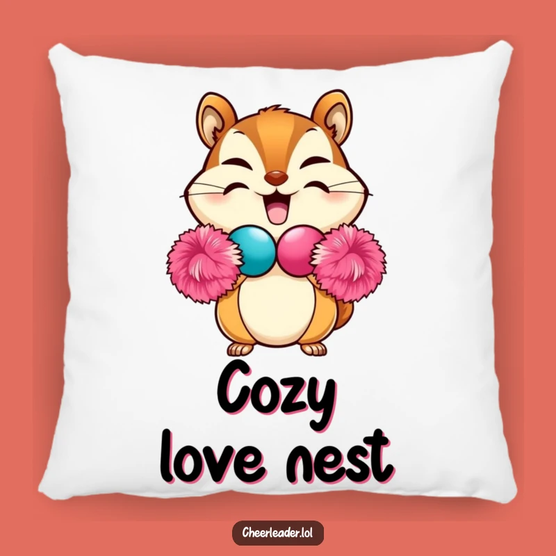 Funny Chipmunk Heart Pom-Pom Pillow: Cozy Cute Accent Decor, Perfect Funny Gift