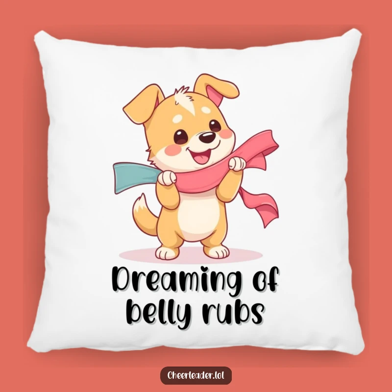 Funny Dog Ribbon Glee Pillow - Joyful Comfort, Happy Pup Cushion Gift