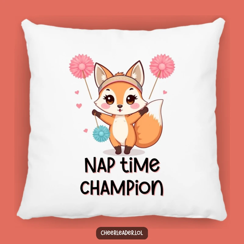Funny Fox Cheer Pillow: Cozy Cute Enthusiastic Animal Comfort Gift