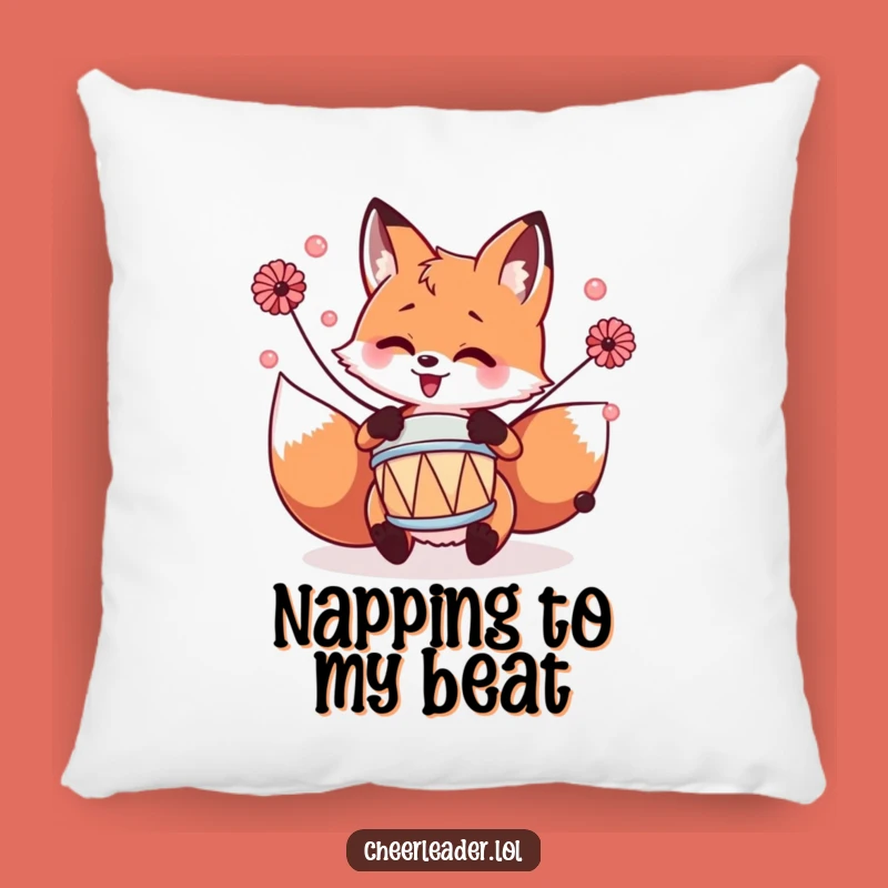 Funny Fox Drummer Accent Pillow: Cozy Beats and a Hilarious Gift