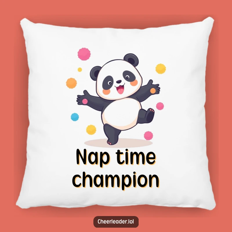Funny Panda Cartwheel Pillow: Cozy Playful Pom-Pom Accent, Gift