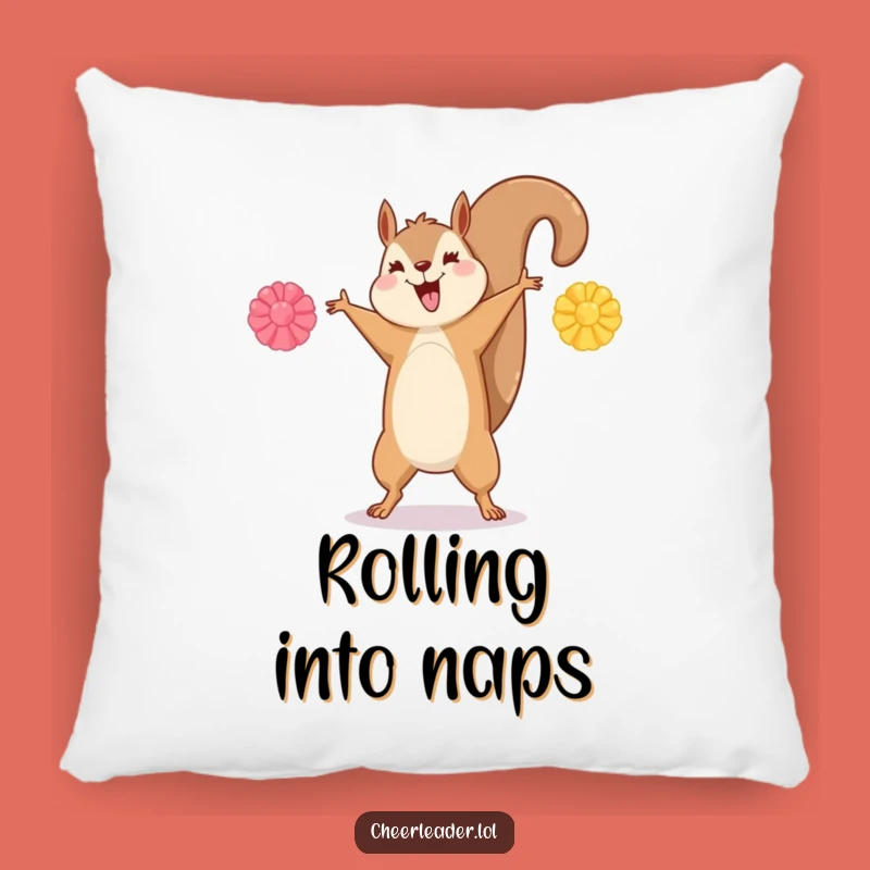 Funny Squirrel Cartwheel Pillow - Comfy Support for Hilarious Moments