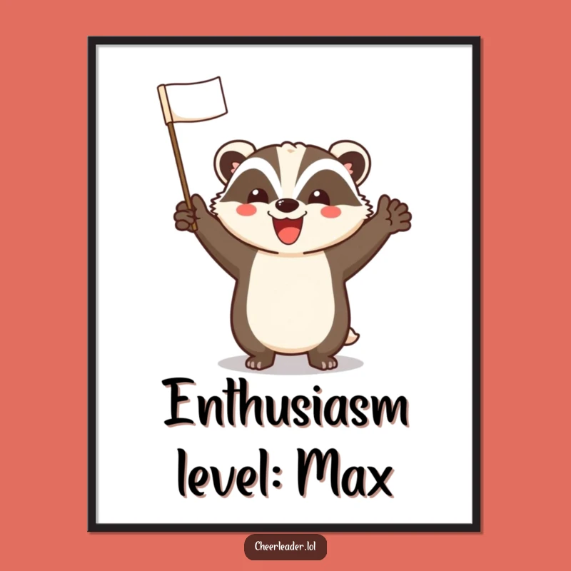 Funny Cheerful Badger Digital Art: Instant Enthusiasm for Your Walls!