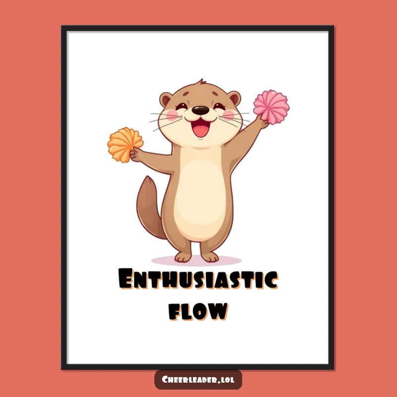 Funny Delighted Otter Pom-Pom Digital Art Print - Hilarious Decor Gift!