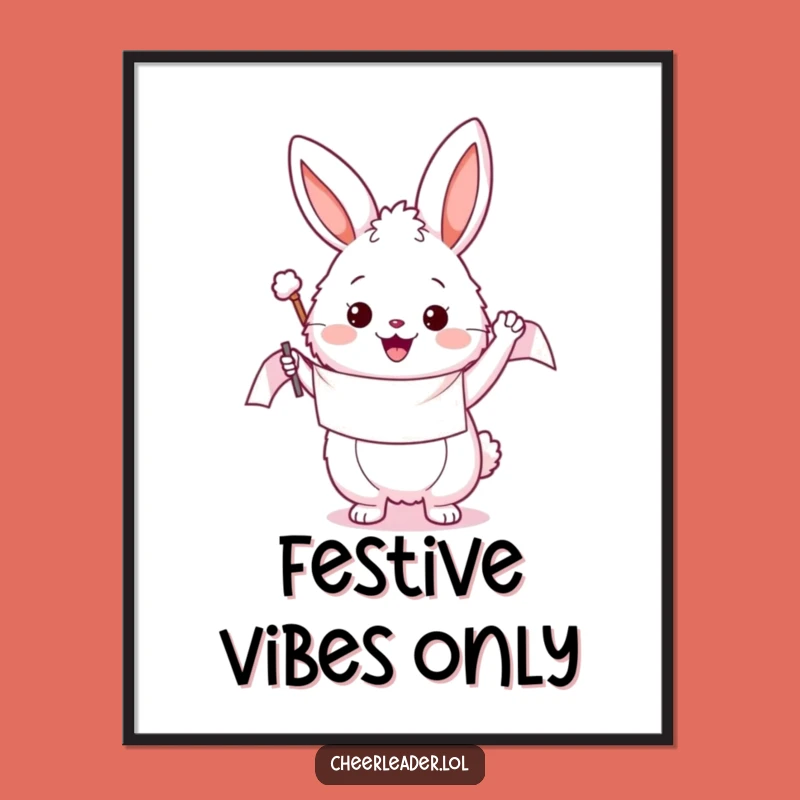 Funny Bunny Waving Banner Digital Art: Instant Hilarious Decor and Joyful Gift