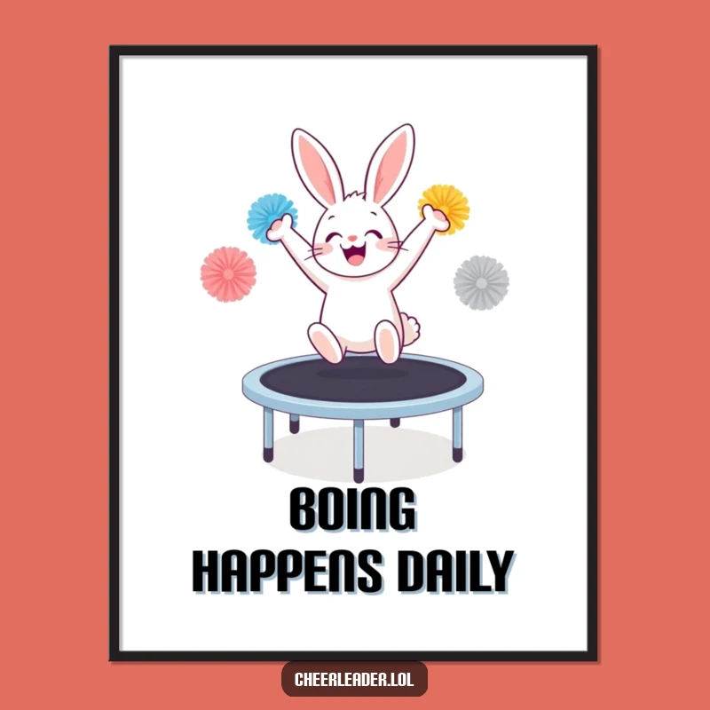 Funny Bunny Trampoline Digital Art: Instant Joyful Decor and Hilarious Gift