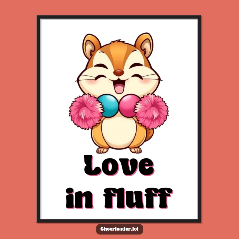 Funny Chipmunk Heart Pom-Pom Digital Print: Cute Wall Art, Perfect Funny Gift