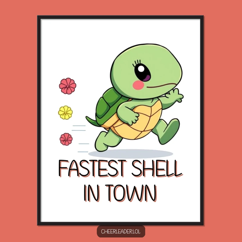 Funny Fast Turtle Digital Art - Speedy Download, Instant Surprise Gift