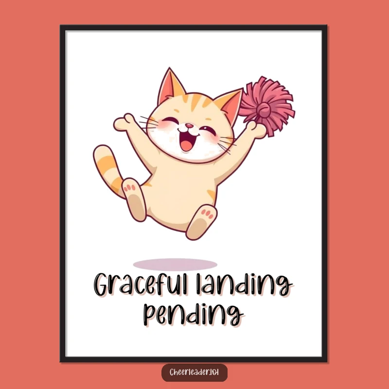 Funny Giggling Cat Pom-Pom Digital Art: Instant Laughs for Your Walls!
