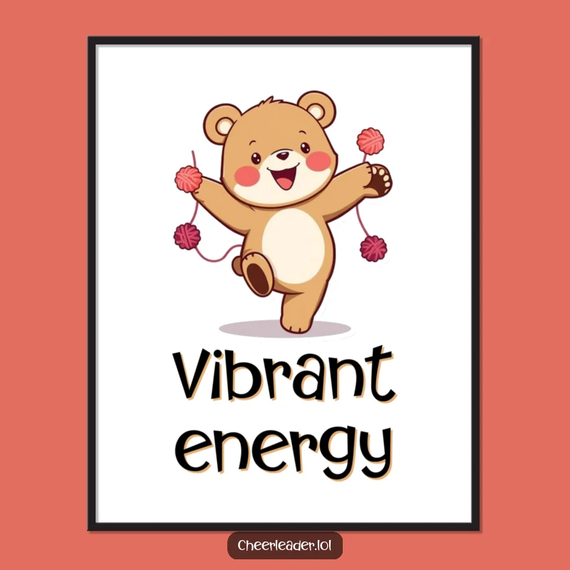 Funny High Kick Bear Digital Art - Instant Energetic Decor Funny Gift