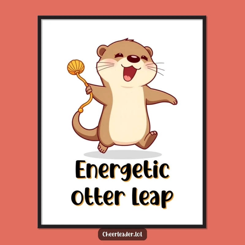 Funny Otter Fitness Digital Art: Energetic Otter Jumping Rope Wall Art!