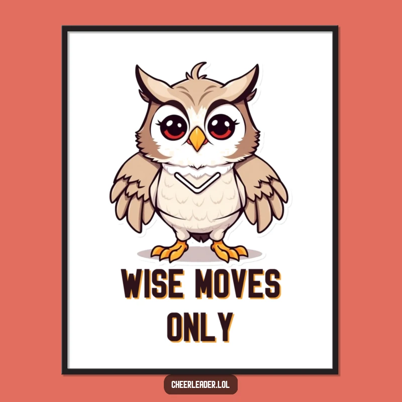 Funny Owl Cheerleader Digital Art - Energetic Pose Download, Instant Spirit Gift