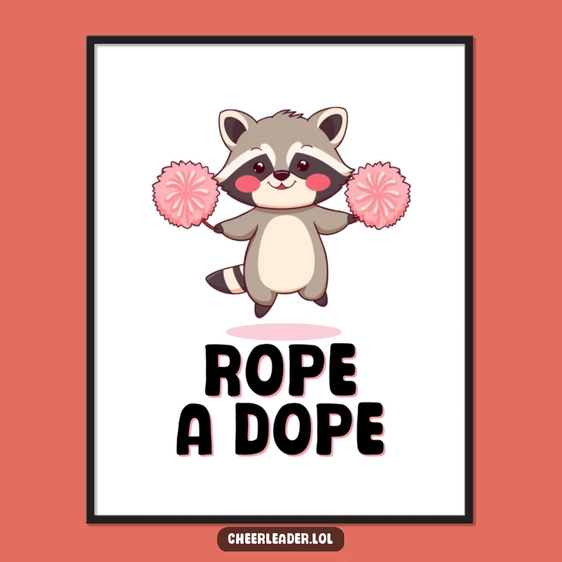 Funny Raccoon Jump Rope Print - Instant Humorous Workout Art Gift