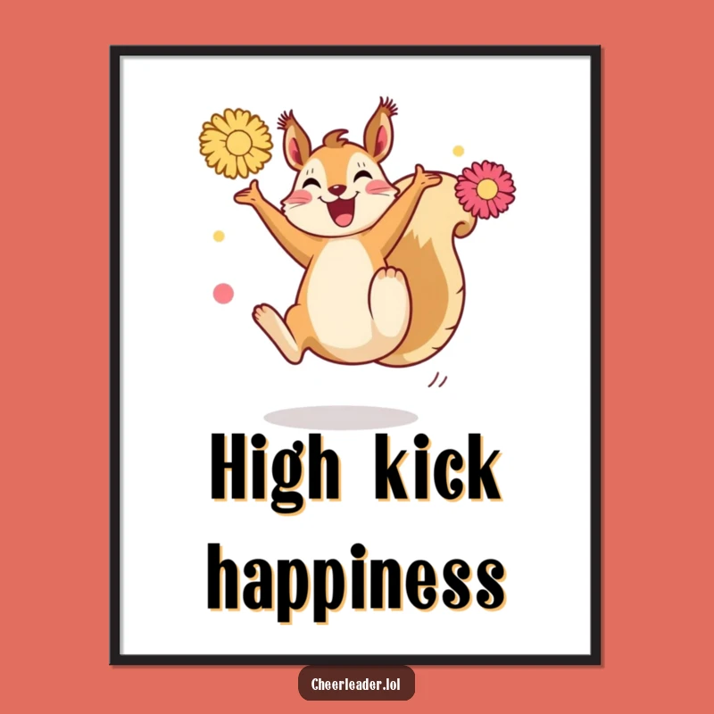 Funny Squirrel Kick Digital Art: Energetic Pom-Pom High Kick Download, Gift