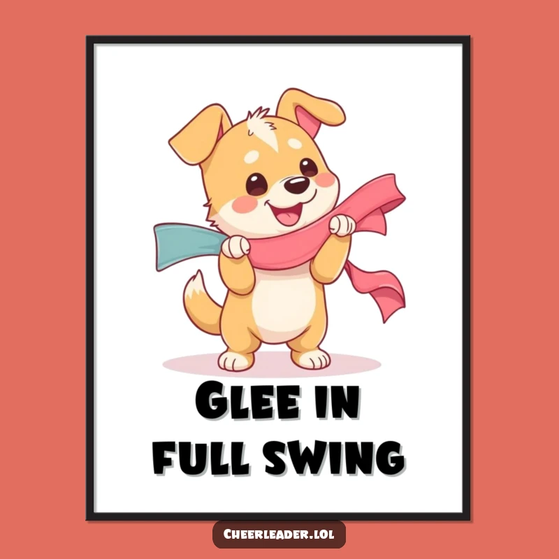 Funny Dog Ribbon Glee Digital Art - Joyful Pup Download, Instant Happiness Gift