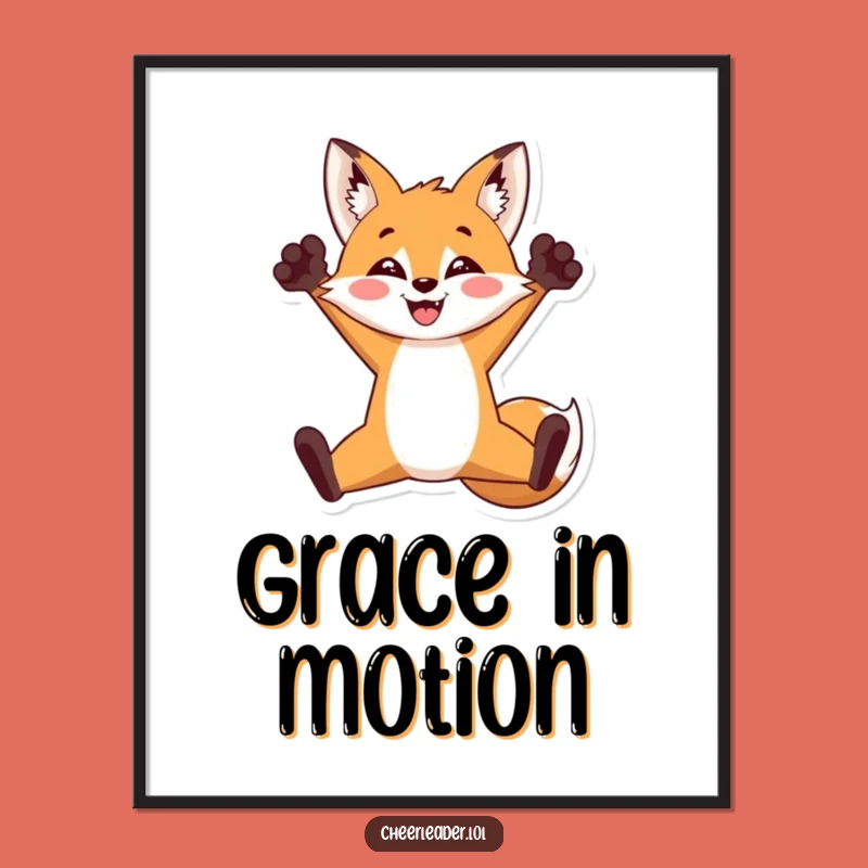 Funny Fox Split Jump Digital Art - Triumphant Victory Download, Instant Humor Gift