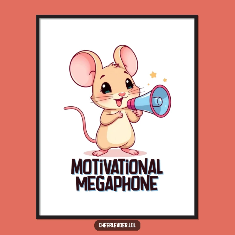 Funny Mouse Digital Art: Hilarious Cheerleader Mouse for Instant Download Decor