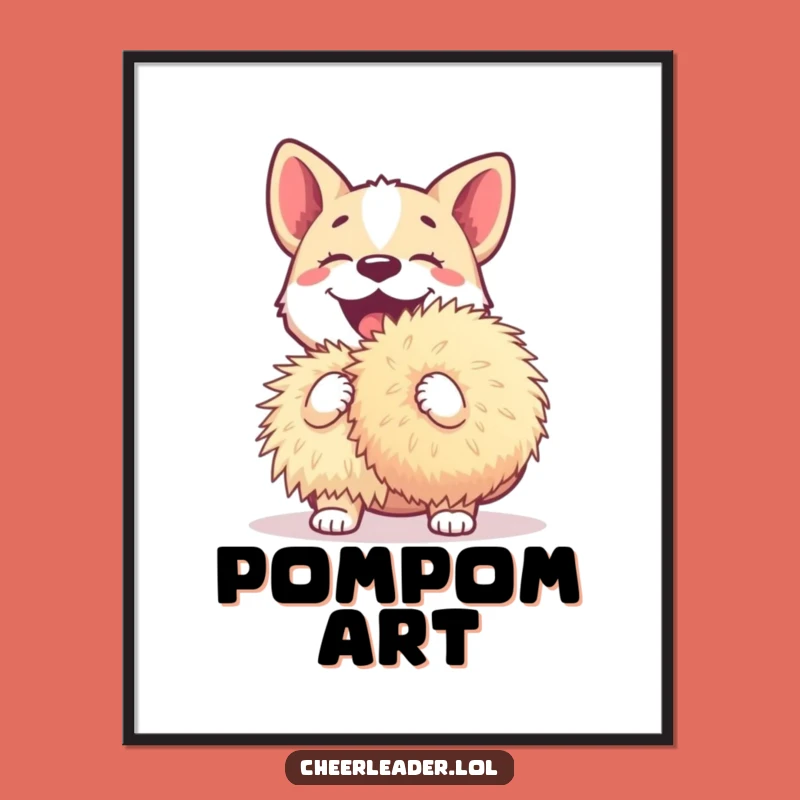 Funny Dog Pom-Pom Digital Art - Instant Hilarious Barking Pup Download