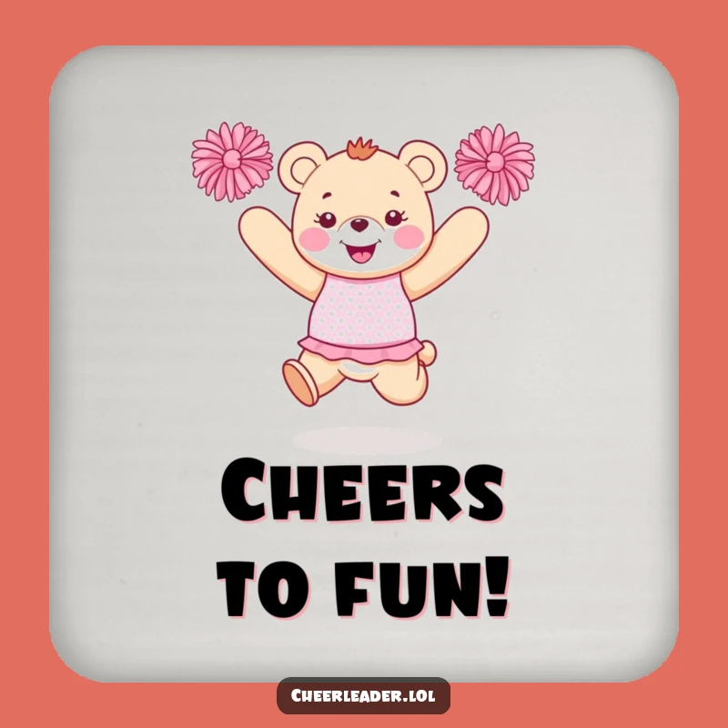 Funny Bear Cheerleader Coasters: Protect Surfaces with a Jumping Bear, Adorable Funny Gift Set!
