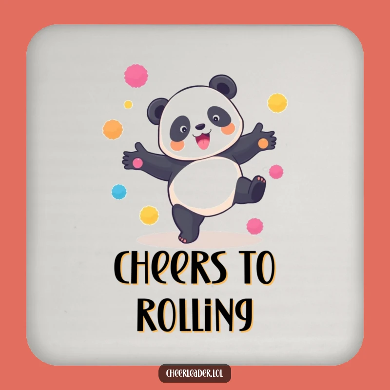 Funny Panda Cartwheel Drink Coaster: Playful Pom-Pom Protector, Gift